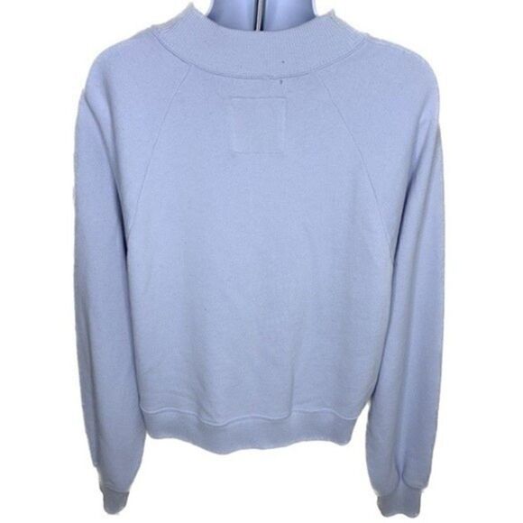 HOLLISTER Crop Crew Neck Sweatshirt With Butterfly Embroidery Light Blue - Picture 2 of 4